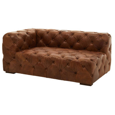 Brown Leather Left Arm Modern Chesterfield Sofa | Hoxton