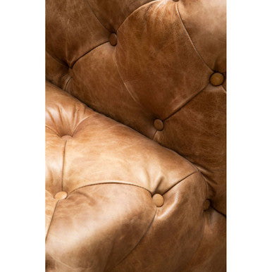 Hoxton Brown Leather Left Arm Modern Chesterfield Sofa