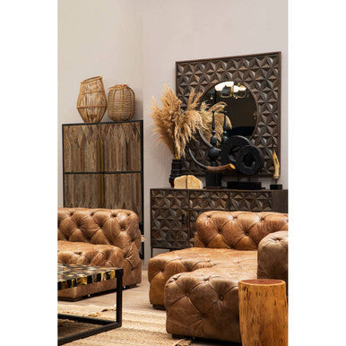Hoxton Brown Leather Modern Chesterfield Modular Sofa Chair