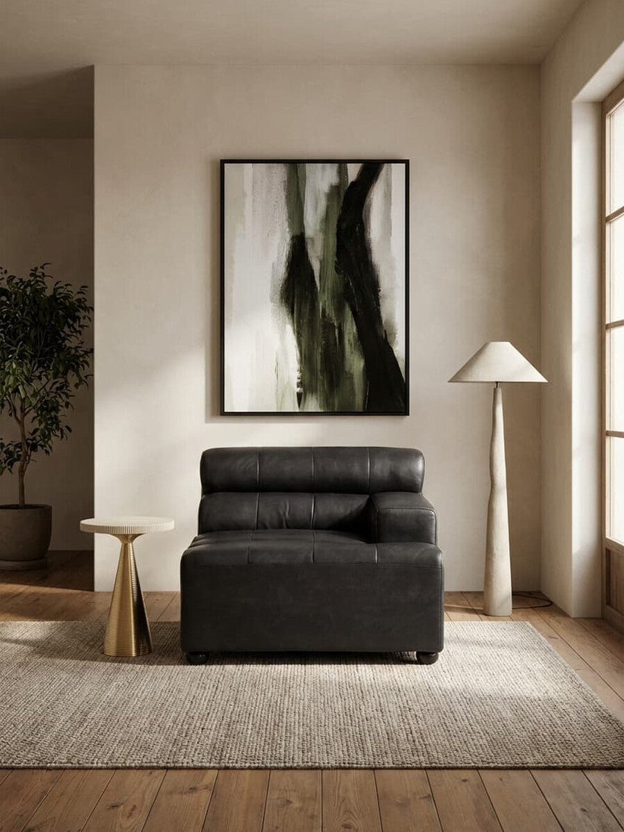 Right Arm Antique Black Leather Modular Sofas | King