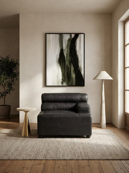 Right Arm Antique Black Leather Modular Sofas | King