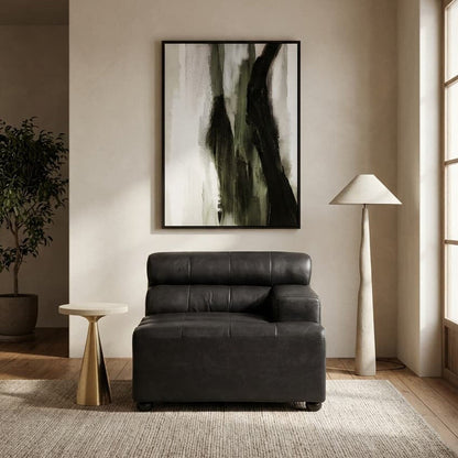 Right Arm Antique Black Leather Modular Sofas | King