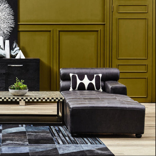 Antique Black Right Arm Leather Modular Chaise Sofa | King