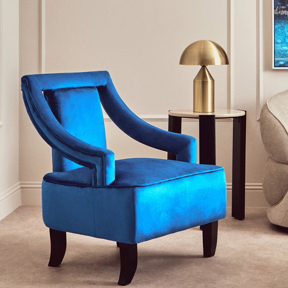 Faye Midnight Blue Velvet Chair