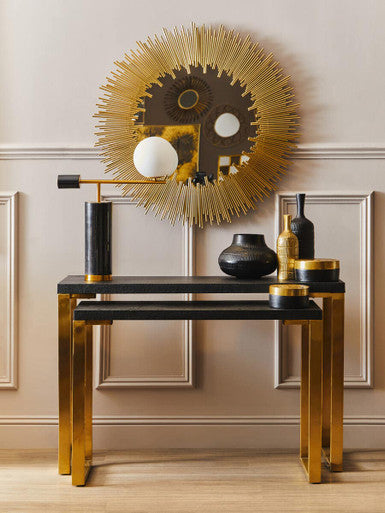 Cardoba Set Of Two Black Shagreen Effect Console Tables