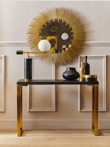 Cardoba Set Of Two Black Shagreen Effect Console Tables