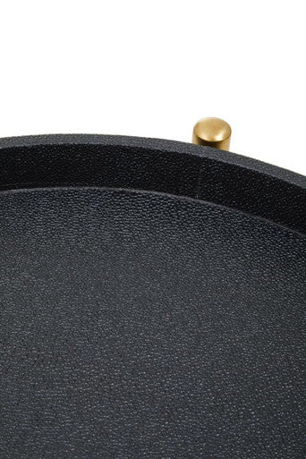 Cardoba Two Tier Black Faux Shagreen Tray Table Trolley