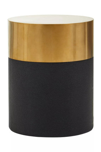 Cardoba Round Black Shagreen Effect Side Table or Stool