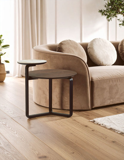 Imperia 2 Tier Round Veneer and Ceramic Coffee Table