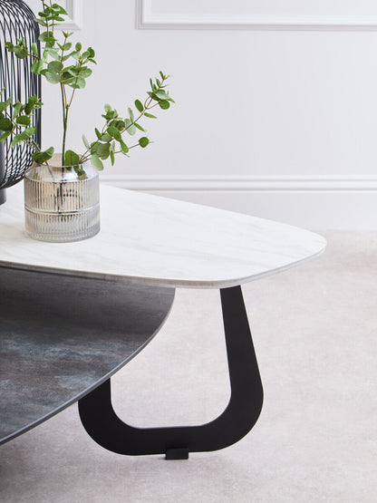 Imperia 2 Tier Large Asymmetrical Ceramic Coffee Table