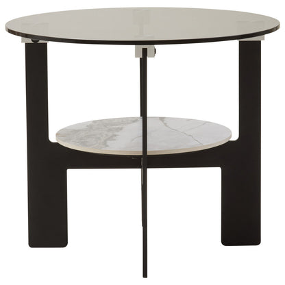 Imperia Round Grey Glass And Ceramic Small Coffee Table