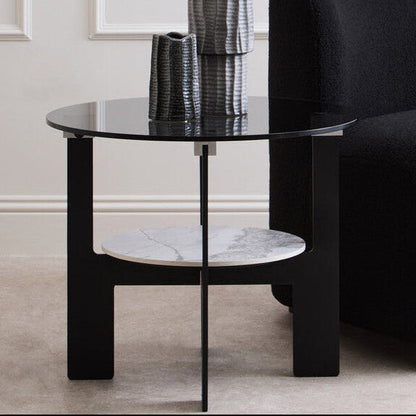 Imperia Round Grey Glass And Ceramic Small Coffee Table