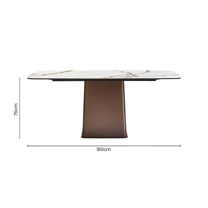 Imperia White Ceramic Marble Effect Rectangular Dining Table