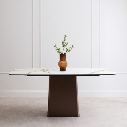 Imperia White Ceramic Marble Effect Rectangular Dining Table