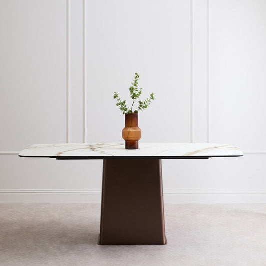 Imperia White Ceramic Marble Effect Rectangular Dining Table