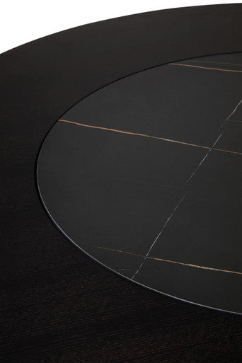 Imperia Round Veneer Dining Table with Ceramic Lazy Susan