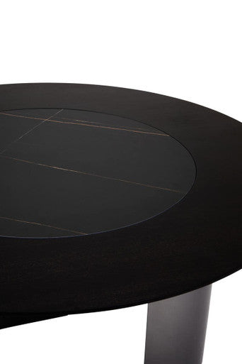Imperia Round Veneer Dining Table with Ceramic Lazy Susan