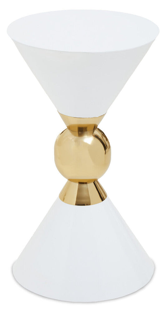 Jaipur White And Gold Finish Side Table