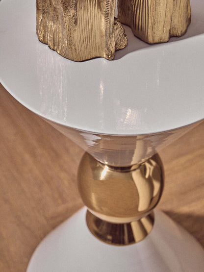 Jaipur White And Gold Finish Side Table