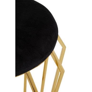 Jaipur Black Velvet And Gold Finish Stool