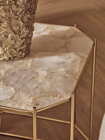 Jaipur White Quartz Side Table