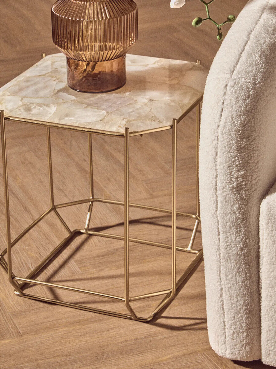 Jaipur White Quartz Side Table