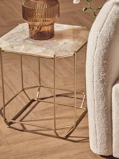 Jaipur White Quartz Side Table