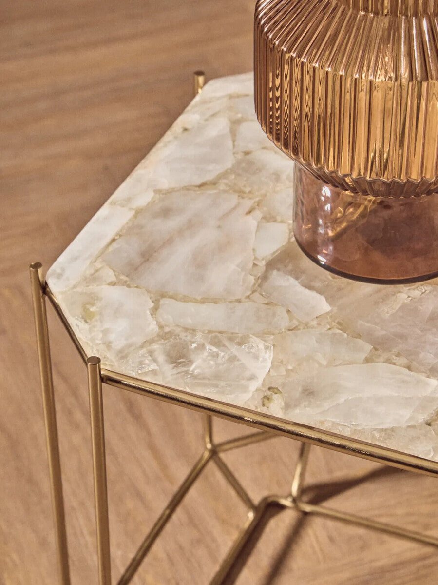 Jaipur White Quartz Side Table