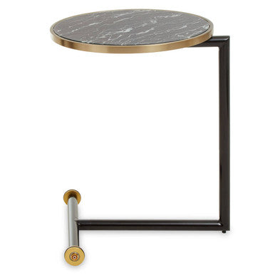 Oria Black Glass and Marble Effect Side Table