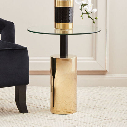 Oria Clear Glass Top and Gold Base Side Table