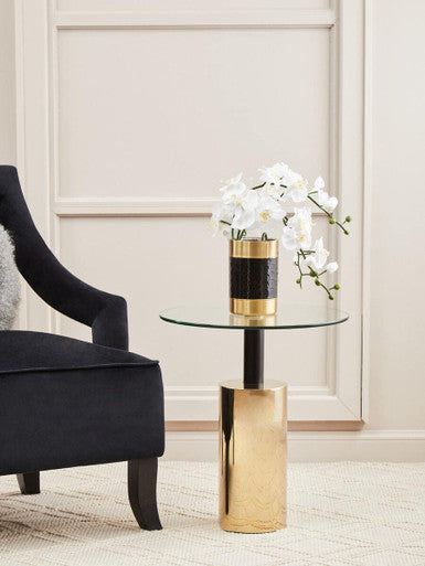 Oria Clear Glass Top and Gold Base Side Table