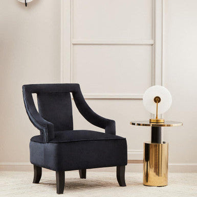 Oria Black Marble Effect Top and Gold Base Side Table