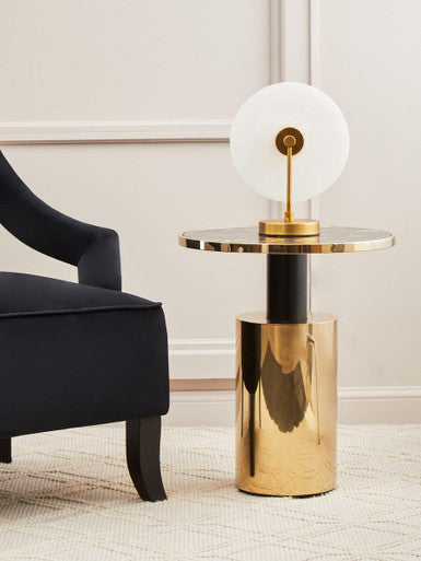 Oria Black Marble Effect Top and Gold Base Side Table