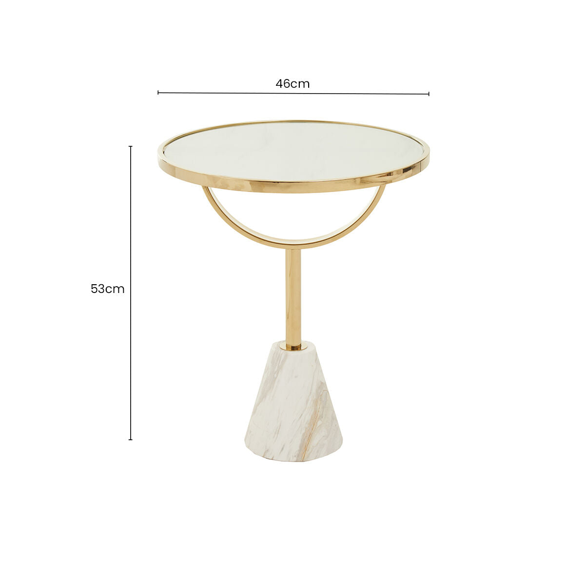 Oria White Glass and Marble Base Side Table