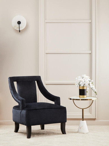 Oria White Glass and Marble Base Side Table