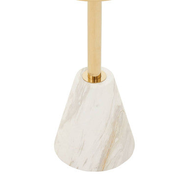 Oria White Glass and Marble Base Side Table