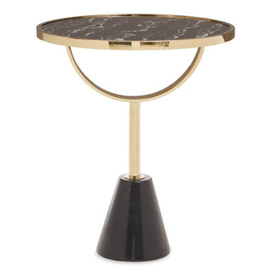 Oria Black Glass and Marble Base Side Table