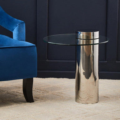 Oria Clear Glass Silver Base Side Table