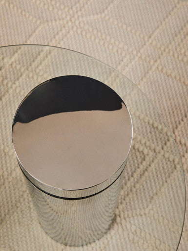 Oria Clear Glass Silver Base Side Table
