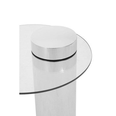 Oria Clear Glass Silver Base Side Table