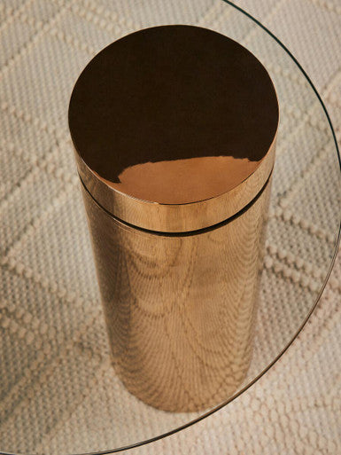 Oria Clear Glass Rose Gold Base Side Table