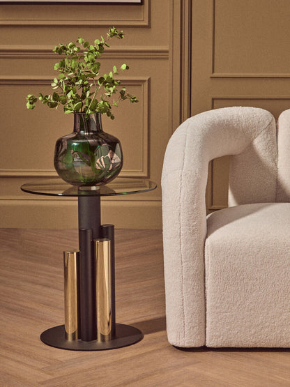 Oria Glass Gold And Black Base Side Table