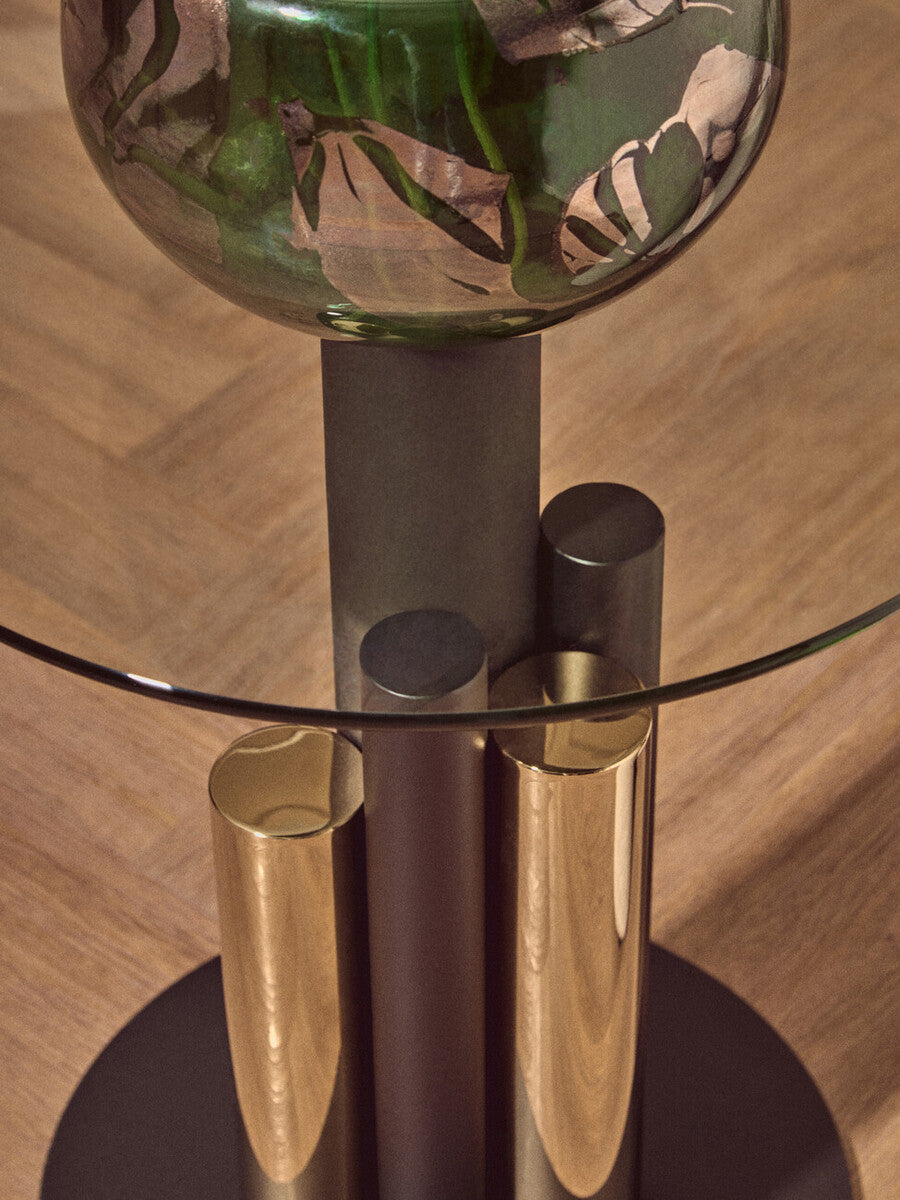 Oria Glass Gold And Black Base Side Table