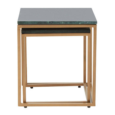 Varana Nest Of Two Green Marble Top Tables