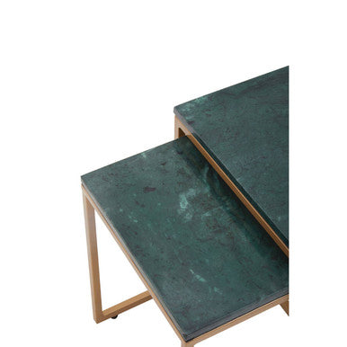 Varana Nest Of Two Green Marble Top Tables