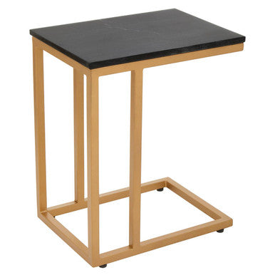 Varana Black Marble Top Side Table With Gold Finish Frame