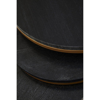 Varana Nest Of Three Black Marble Top Tables