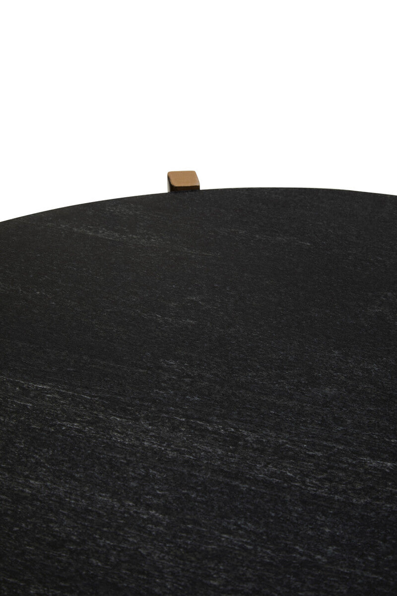 Varana Set of 2 Black Marble Top Round Side Table