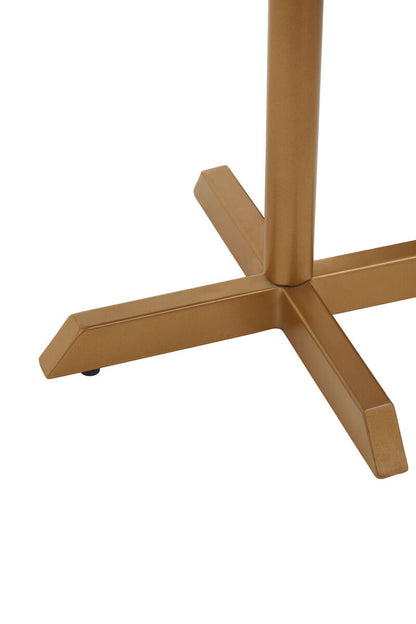 Black Round Marble Top Side Table with Matte Gold Metal Cross Base | Varana