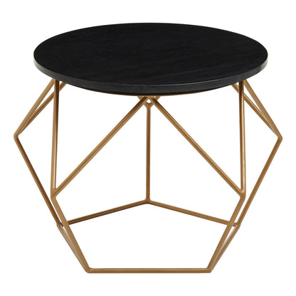 Varana Round Marble Top Coffee Table With Gold Finish Frame